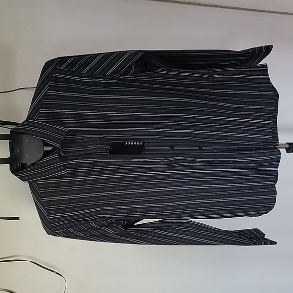 NWOT, Men's Source DNM Dress Shirt, Colors Black, White and Gray, Size L - Picture 1 of 9